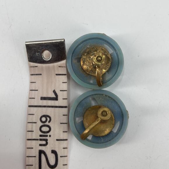 Vintage 50s light blue screw back earrings - Picture 2 of 4